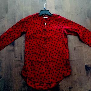 Red & Black Cheetah Zip Up Blouse|Size M|